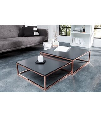 Invicta Interior Salontafel ELEMENTS 65-75cm set van 2 antraciet koper - 37733