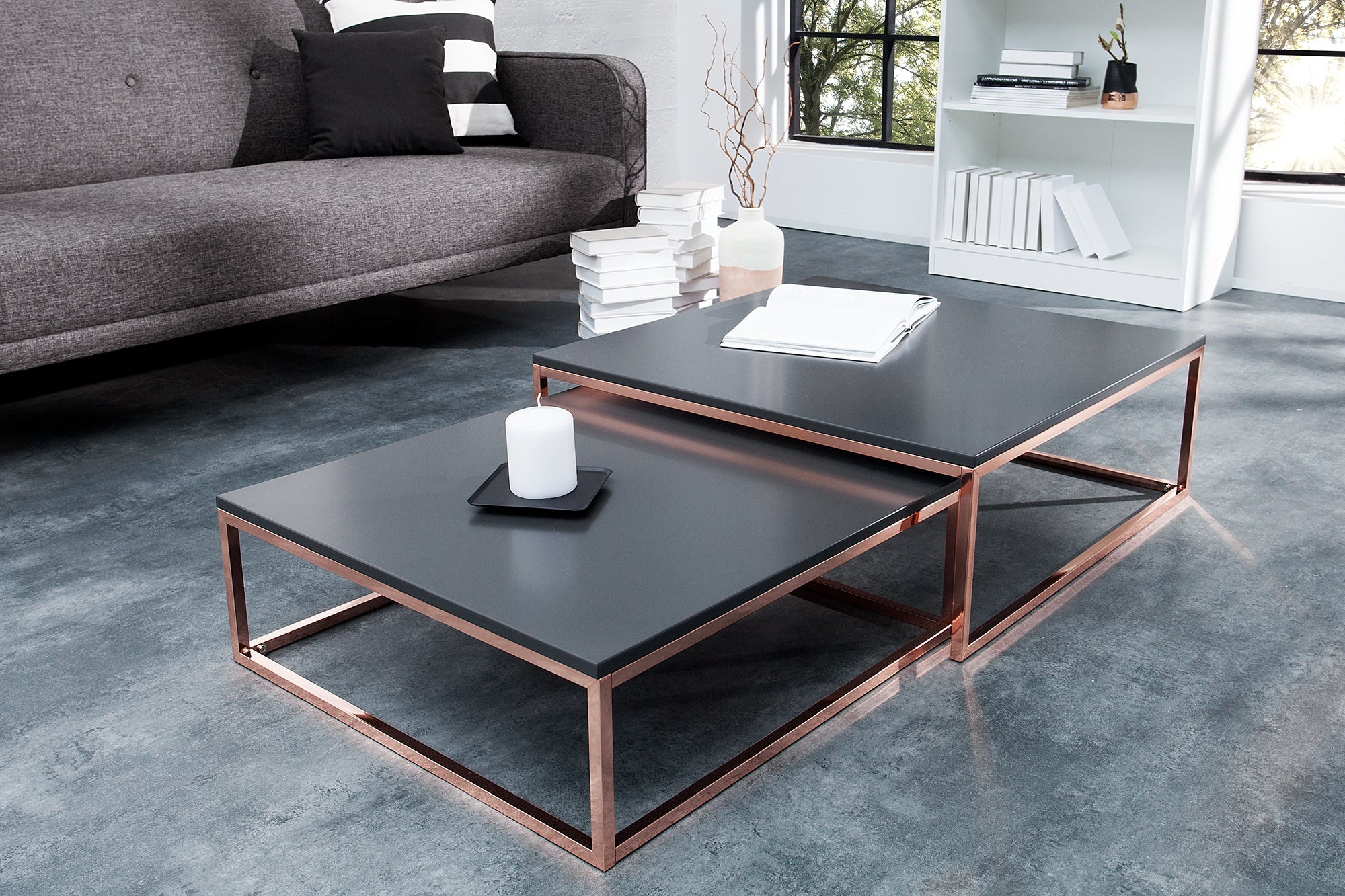 Salontafel ELEMENTS 65-75cm set van 2 antraciet koper - 37733 afbeelding