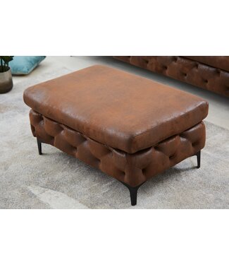 Invicta Interior Chesterfield Ottoman MODERN BAROK 90cm antiek bruin voetenbankje - 44403
