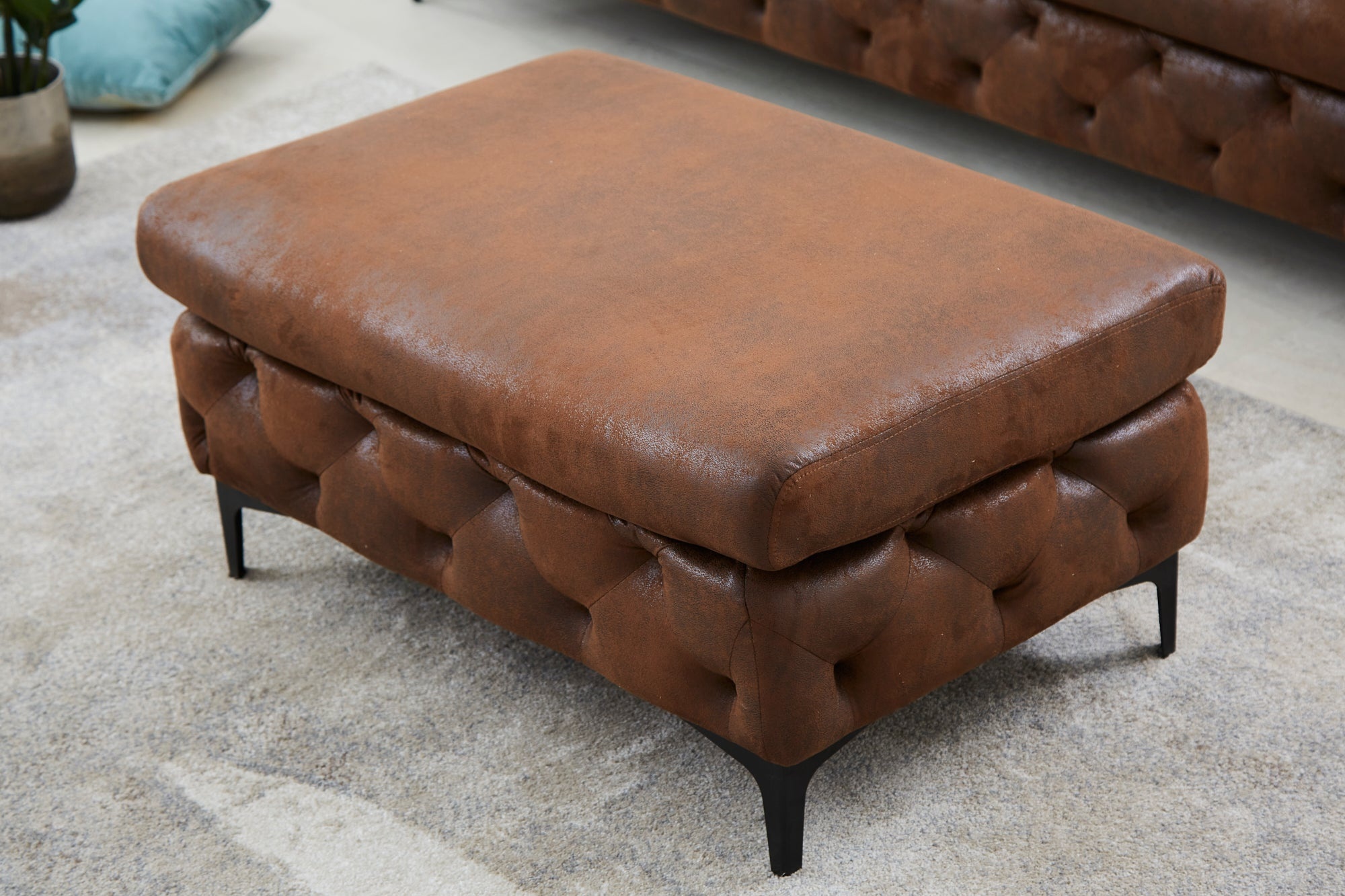 Chesterfield Ottoman MODERN BAROK 90cm antiek bruin voetenbankje - 44403 afbeelding