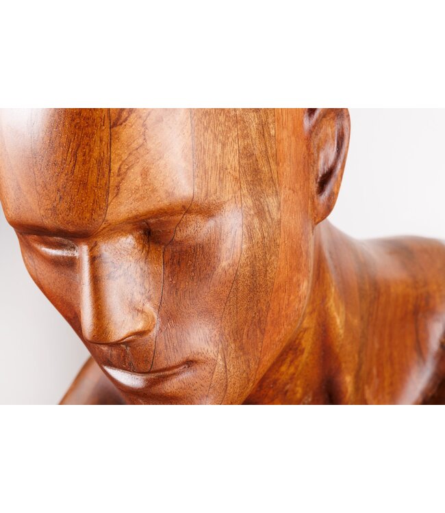 Invicta Interior Massief wandbeeld SOUL 60cm bruin mangohout wanddecoratie atleet figuur - 44513