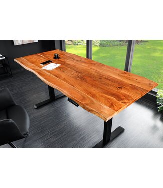 Invicta Interior In hoogte verstelbaar bureau MAMMUT 180cm Acacia massief houten boomrand handgemaakt - 44822