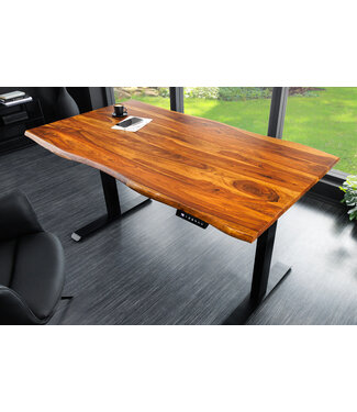 Invicta Interior In hoogte verstelbaar bureau MAMMUT 160cm naturel Sheesham massief houten boomrand - 46810