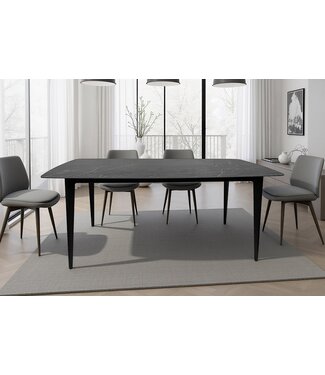 Invicta Interior Moderne eettafel MILANO 160 cm antraciet keramiek zwarte metalen poten - 46992