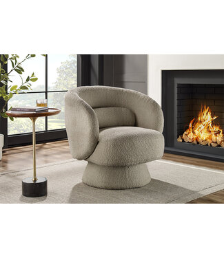Invicta Interior Design draaifauteuil BOSSA NOVA taupe bouclé - 43527