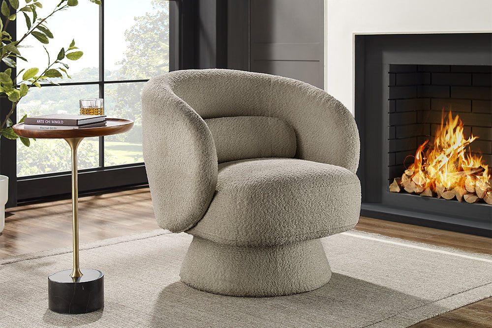 Design draaifauteuil BOSSA NOVA taupe bouclé - 43527 afbeelding