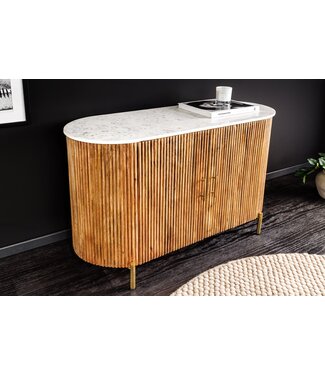Invicta Interior Massief dressoir TRES CHIC 105cm bruin mangohout wit marmer goud metaal - 45755