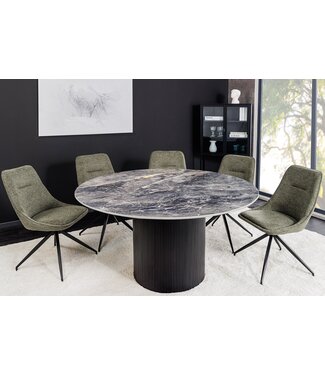 Invicta Interior Ronde eettafel UNIQUE 120cm zwart keramiek met onderstel - 46382