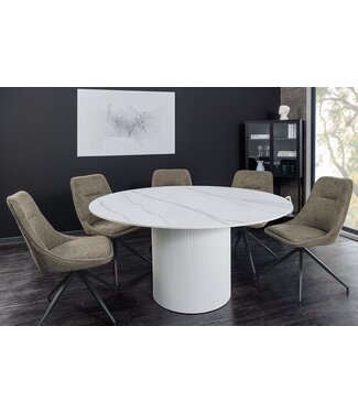 Invicta Interior Ronde eettafel UNIQUE 120cm wit keramiek met zuilvoet - 46383