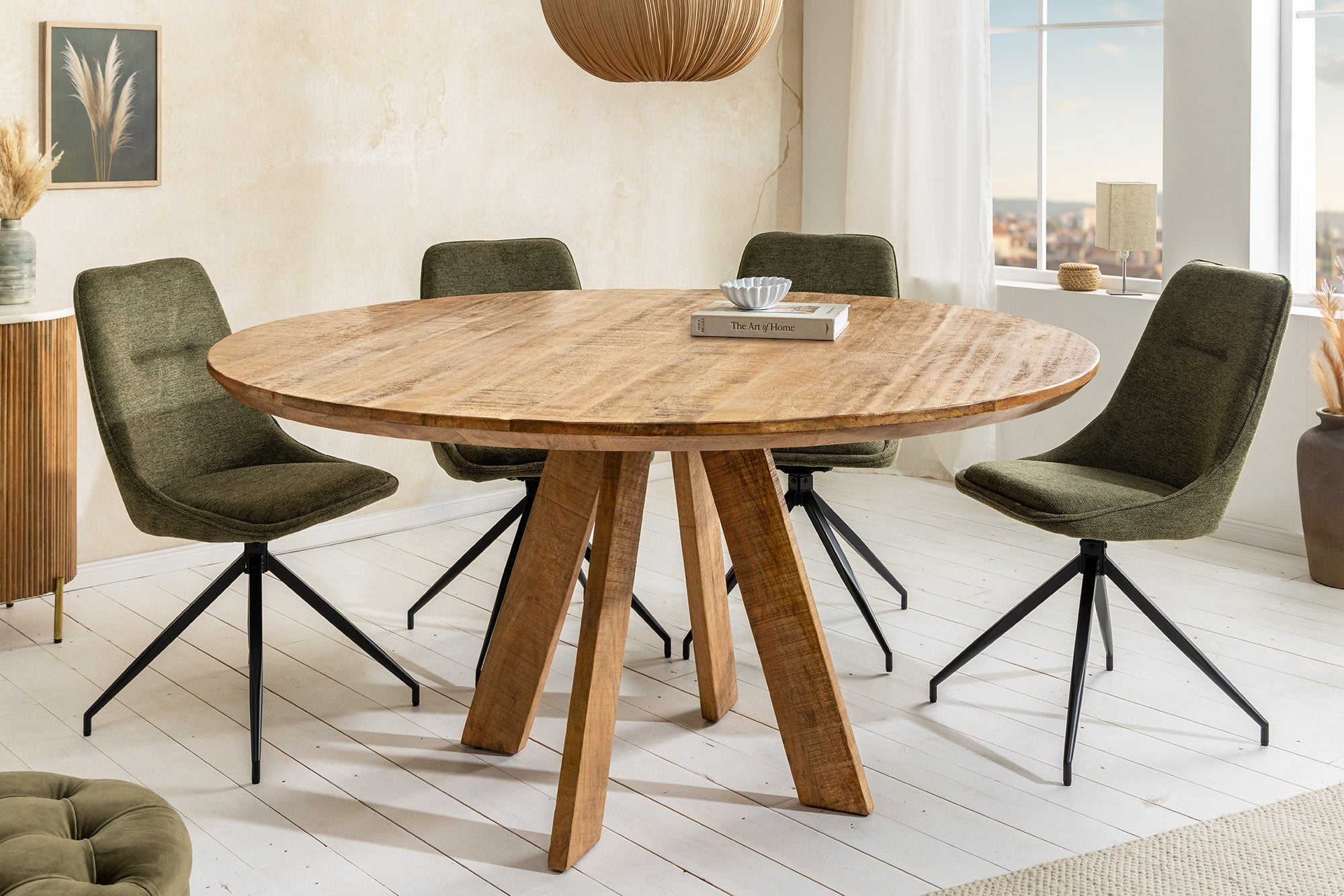 Ronde eettafel ART WOOD 140cm bruin massief mangohout - 45758 afbeelding