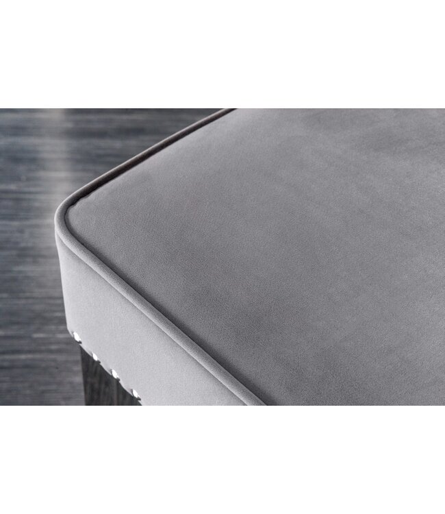 Invicta Interior Design bankstel CASTLE DELUXE 165cm grijs fluwelen leeuwenkop Chesterfield Barok - 43211