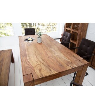 Invicta Interior Massief houten eettafel MAKASSAR 200cm bruin sheesham, houten poten met houten poten rechthoekig - 15516