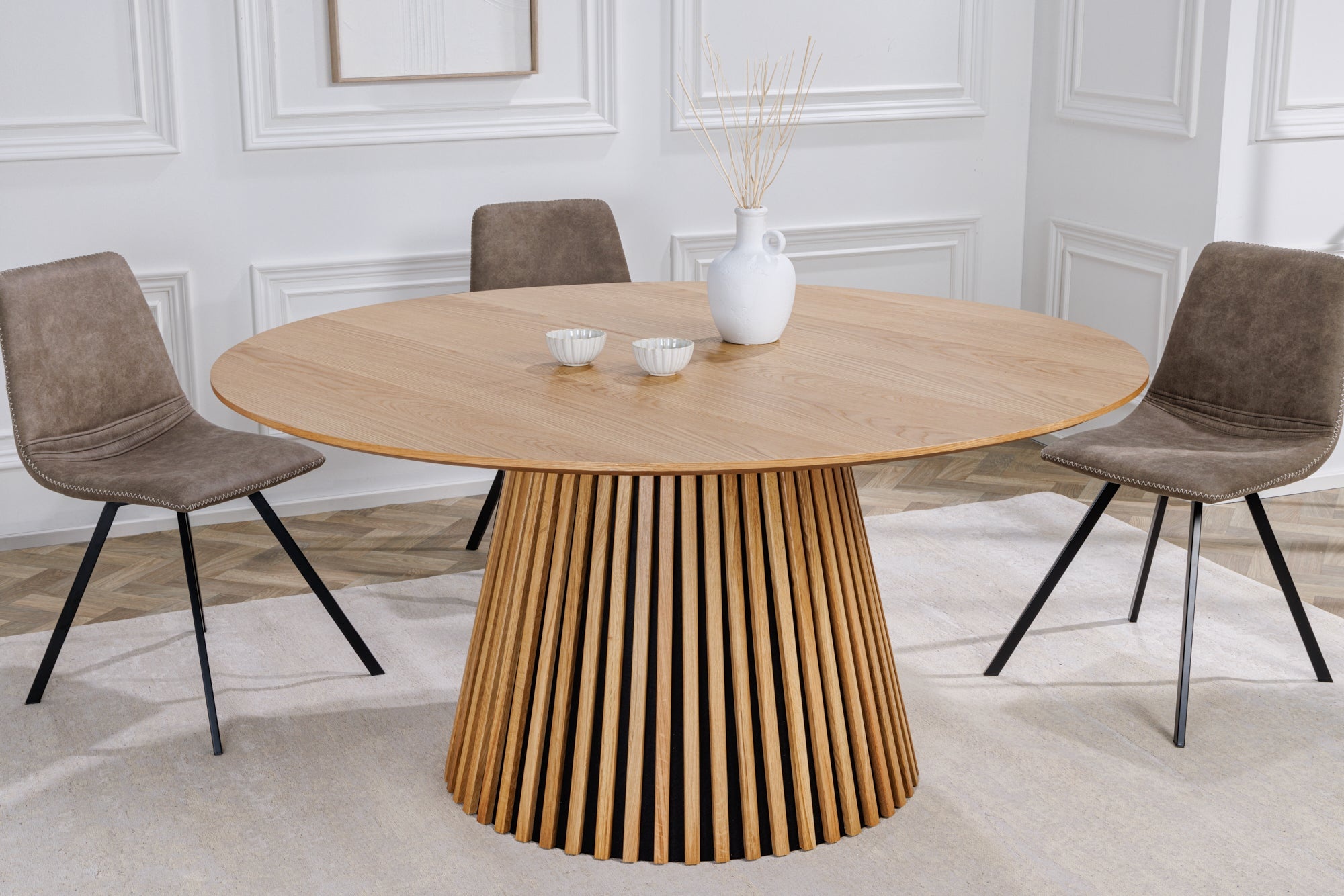 Ronde eettafel VALHALLA WOOD 120 cm naturel eiken kolomvoet - 43428 afbeelding