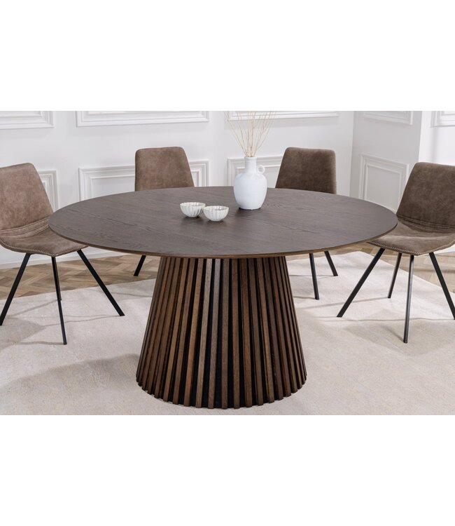 Invicta Interior Ronde eettafel VALHALLA WOOD 120cm gerookt eiken kolomvoet - 43434