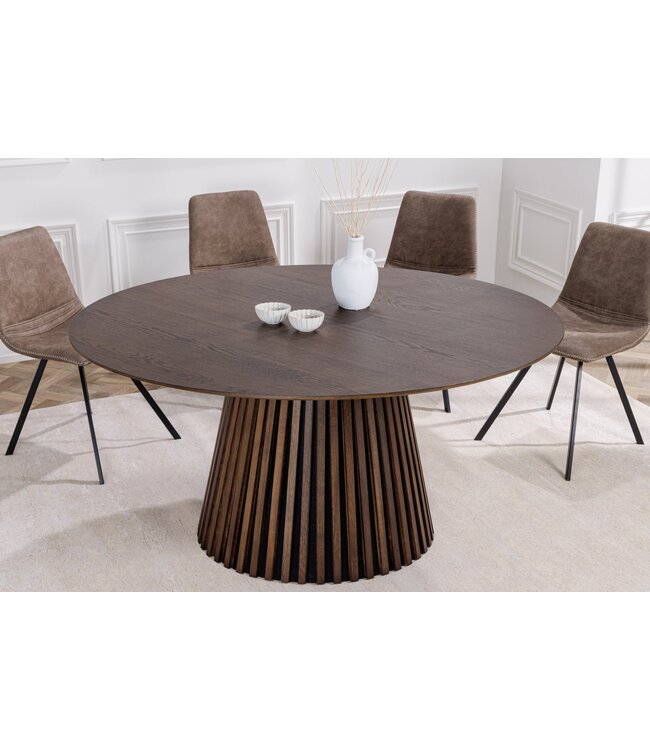 Invicta Interior Ronde eettafel VALHALLA WOOD 120cm gerookt eiken kolomvoet - 43434