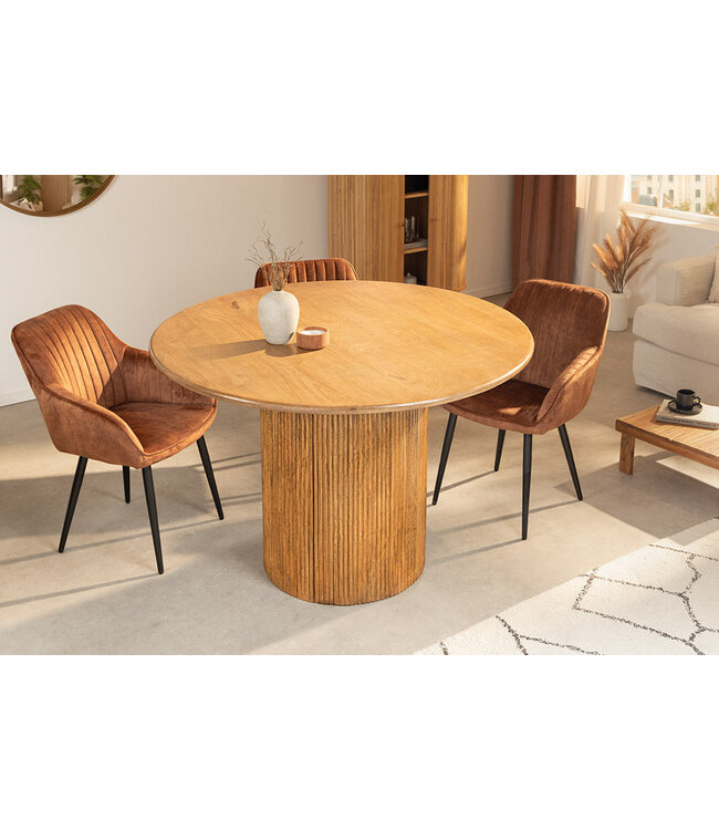 Invicta Interior Ronde eettafel TRES CHIC 120cm bruin mangohout massief hout met opbergruimte - 45994