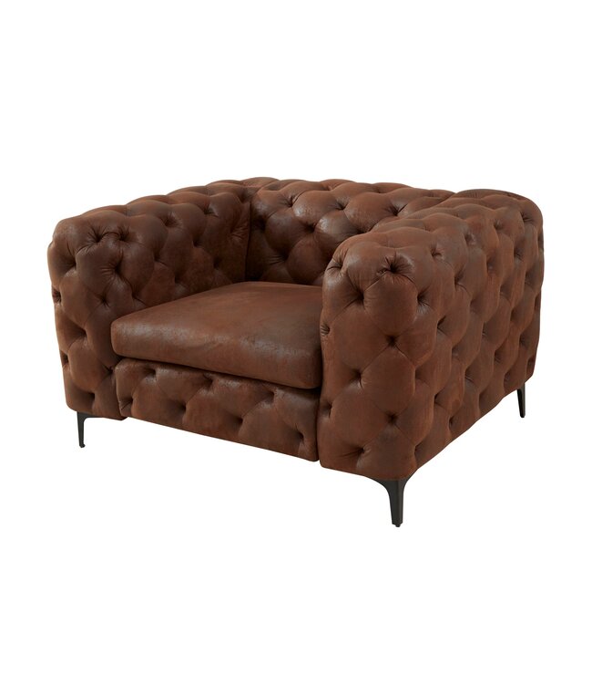 Invicta Interior Design Chesterfield Fauteuil MODERN BAROK 120cm antiek bruin microvezel met veerkern - 44399