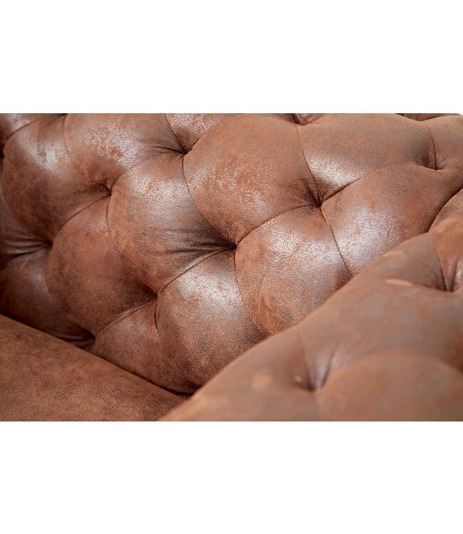 Invicta Interior Design Chesterfield Fauteuil MODERN BAROK 120cm antiek bruin microvezel met veerkern - 44399