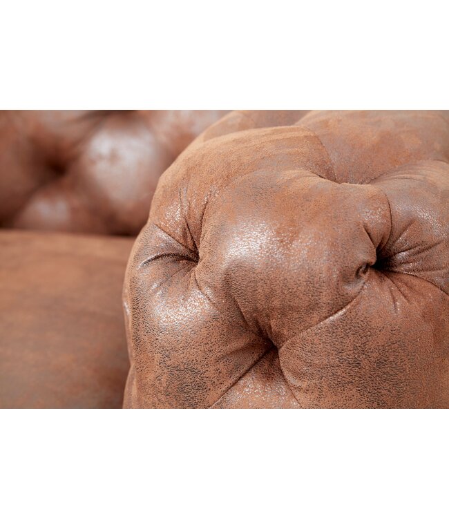 Invicta Interior Design Chesterfield Fauteuil MODERN BAROK 120cm antiek bruin microvezel met veerkern - 44399