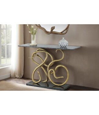 Invicta Interior Extravagante consoletafel WILDLIFE SNAKE 115 cm zwart goud marmeren slangensculptuur - 45030 Invicta Interior Extravagante consoletafel WILDLIFE SNAKE 115 cm zwart goud marmeren slangensculptuur - 45030
