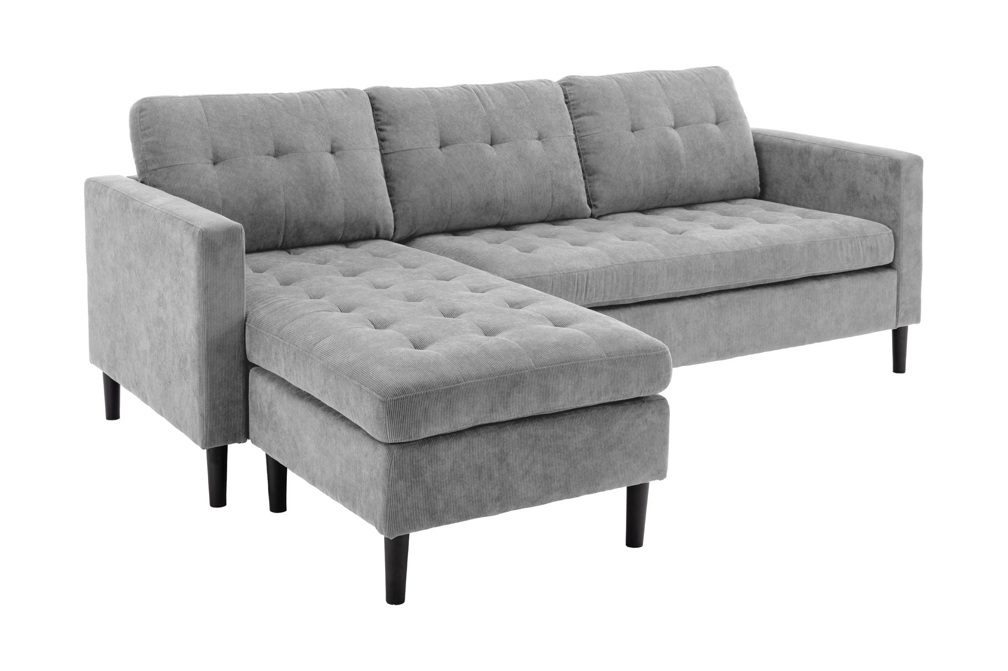 Hoekbank STOCKHOLM 220cm 3-zits corduroy grijs - 44150 afbeelding