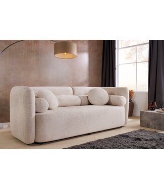 Invicta Interior Moderne bank ART DECO 200cm beige Bouclé 3-zits bank incl. kussens - 44509