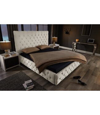 Invicta Interior Design bedstee PARIS 180x200cm beige linnen Chesterfield tweepersoonsbed - 41328