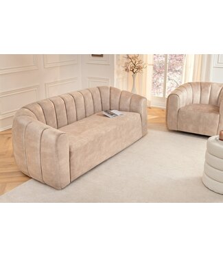 Invicta Interior 3-zitsbank BABYLON 200cm champagne beige fluweel met sierstiksel - 44511