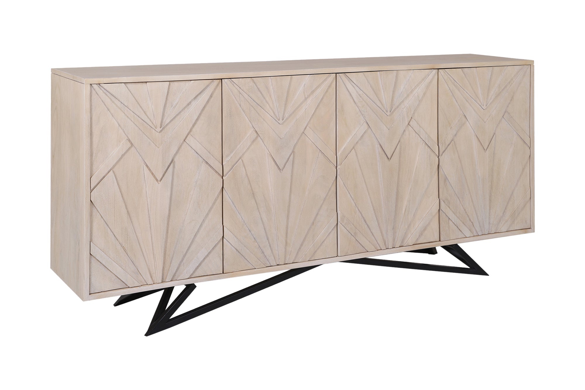 Dressoir METROPOLITAN 170cm 3D mangohout white wash finish - 45881 afbeelding