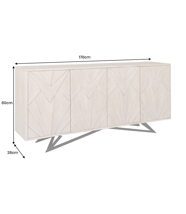 Invicta Interior Dressoir METROPOLITAN 170cm 3D mangohout white wash finish - 45881