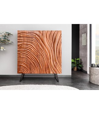 Invicta Interior Massief Highboard FLUID 120cm Walnoot-Bruin Acaciahout 3D Design Skid Base - 45595
