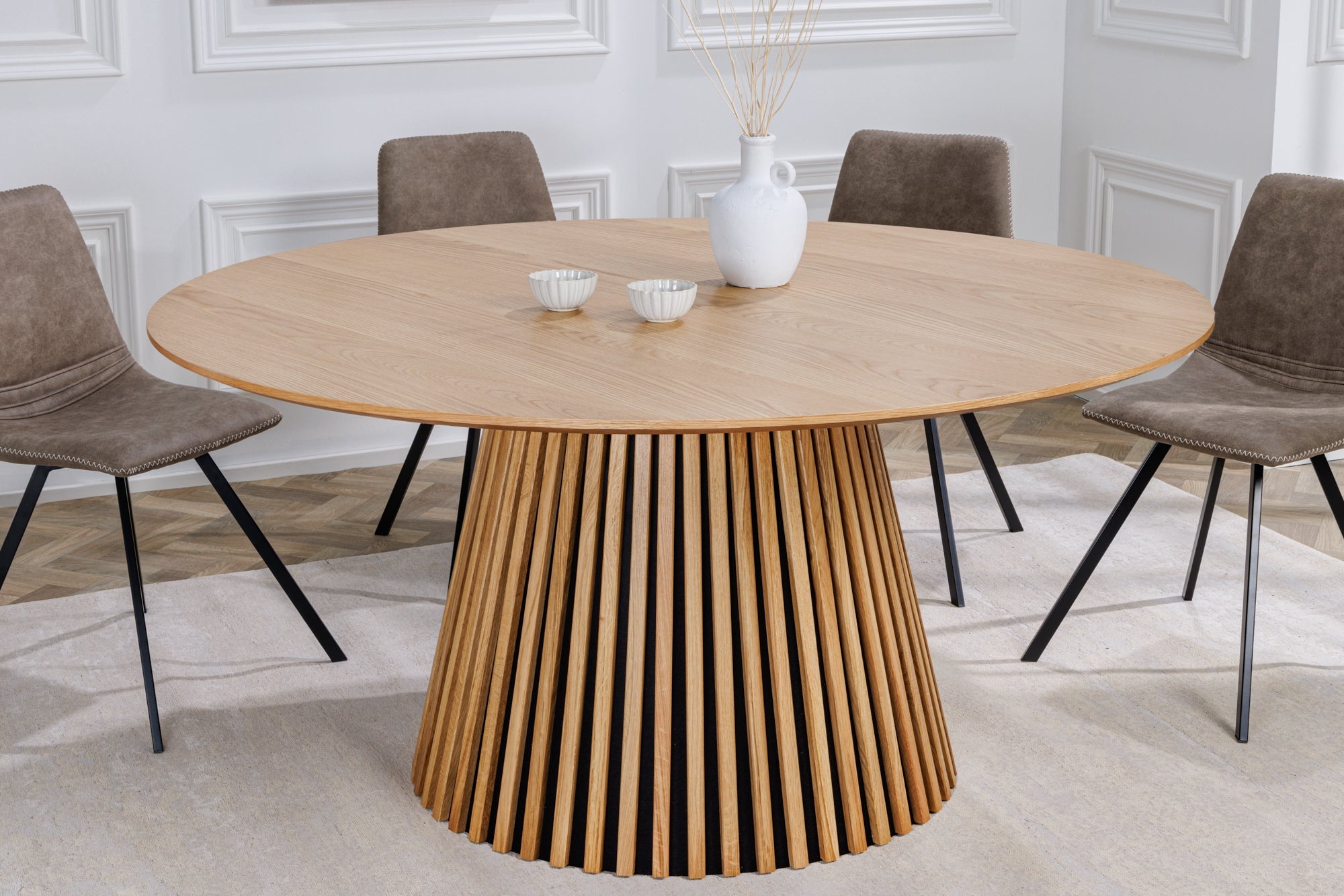 Ronde eettafel VALHALLA WOOD 140cm naturel eiken kolomvoet - 43431 afbeelding
