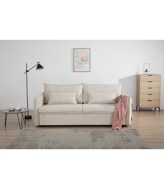 Invicta Interior Design slaapbank APARTMENT 215cm beige corduroy 3-zits bank incl. bedbox kussen - 47132