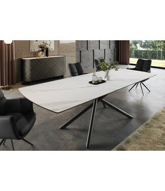 Invicta Interior Uitschuifbare eettafel MIKADO 180-230cm wit keramiek zwart sterrenframe - 46495
