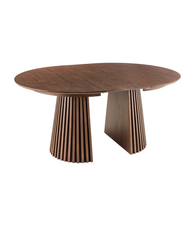 Invicta Interior Uitschuifbare eettafel VALHALLA WOOD 120-160-200cm gerookt bruin eiken kolomvoet - 44093