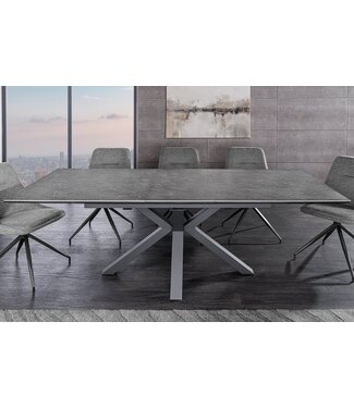 Invicta Interior Uitschuifbare eettafel ETERNITY 160-200cm grafietgrijs keramiek zwart metaal - 46624