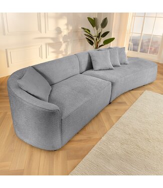 Invicta Interior Moderne bank ATELIER L 330cm grijs Bouclé XXL bank incl. kussens - 46547