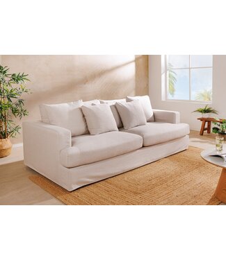 Invicta Interior 3-zitsbank HEAVEN 210 cm natuurlijke linnen stof ganzenveer kussen lente kern verwijderbare hoes - 44448