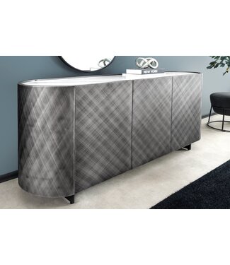 Invicta Interior Design Dressoir REFLECTION 150cm Wit Keramiek Marmer Antraciet 3D Effect Geborstelde Afwerking - 46501