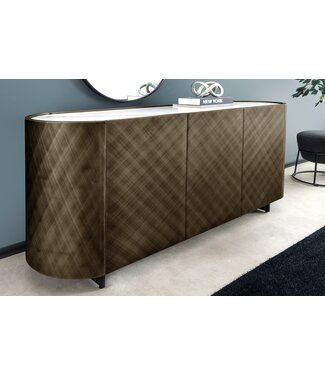 Invicta Interior Design Dressoir REFLECTION 150cm wit keramiek marmer brons 3D effect geborstelde afwerking - 46502