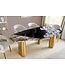 Invicta Interior Design eettafel BIO 200cm grijs wit bruin natuursteen marmer metaal geborsteld goud - 46205