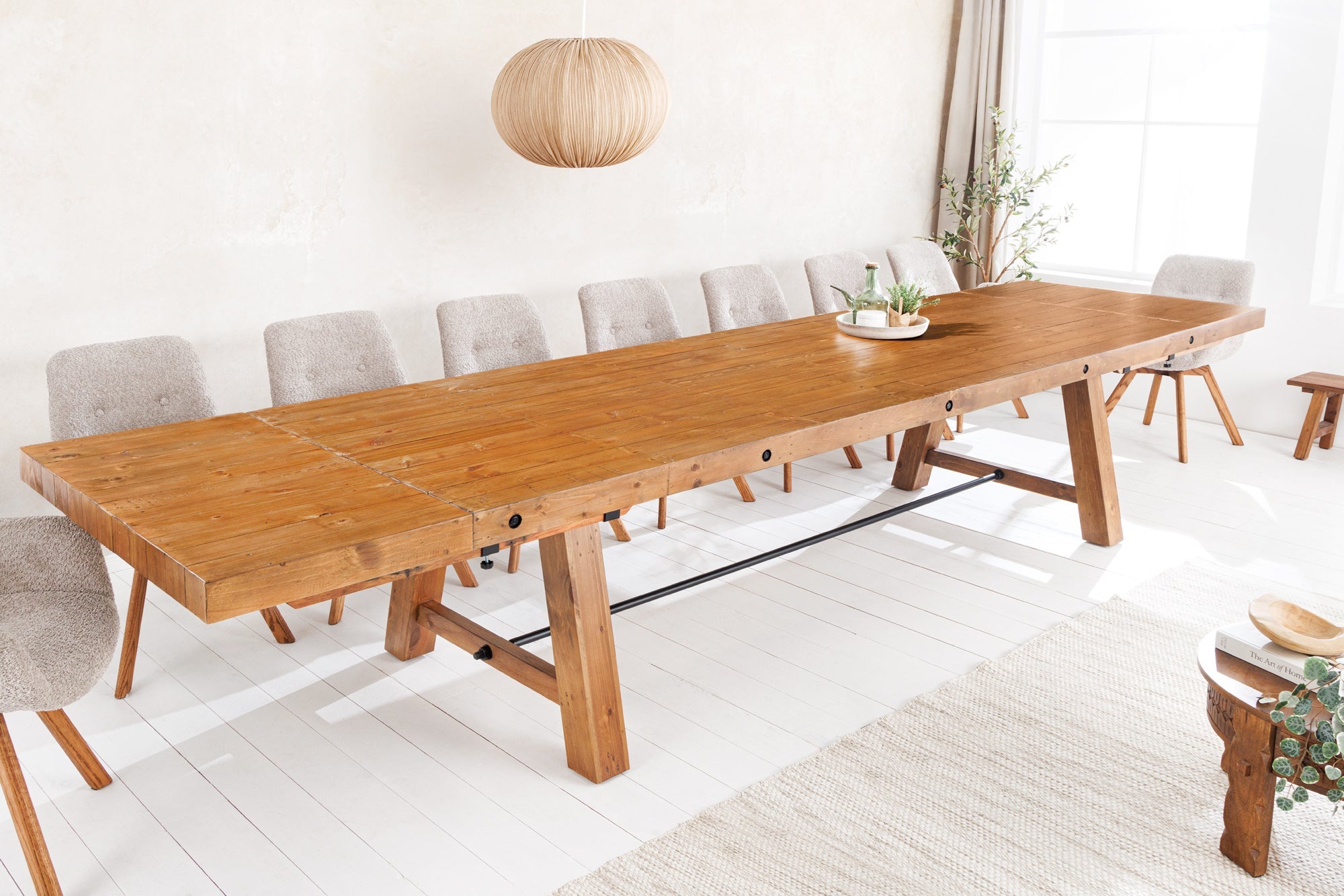 Massieve eettafel FINCA 300-400cm vintage bruin uitschuifbaar gerecycled grenenhout - 45129 afbeelding