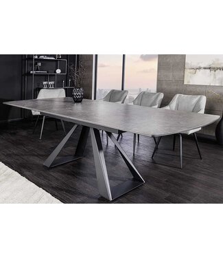 Invicta Interior Uitschuifbare eettafel CONCORD 180-230cm grafietgrijs keramiek zwart metaal - 46499