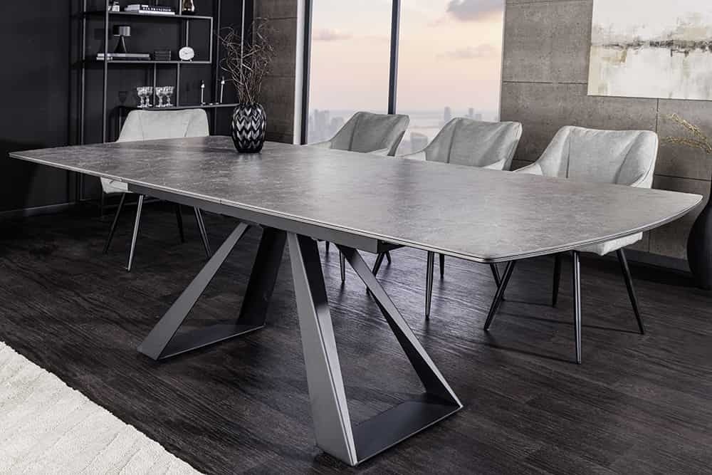 Uitschuifbare eettafel CONCORD 180-230cm grafietgrijs keramiek zwart metaal - 46499 afbeelding