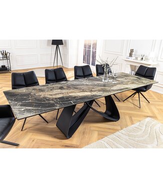 Invicta Interior Uitschuifbare eettafel INFINITY 180-260cm taupe keramiek marmer zwart metaal - 45181