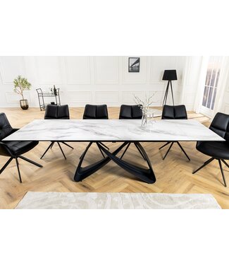 Invicta Interior Uitschuifbare eettafel INFINITY 180-260cm wit keramiek marmer zwart metaal - 45180