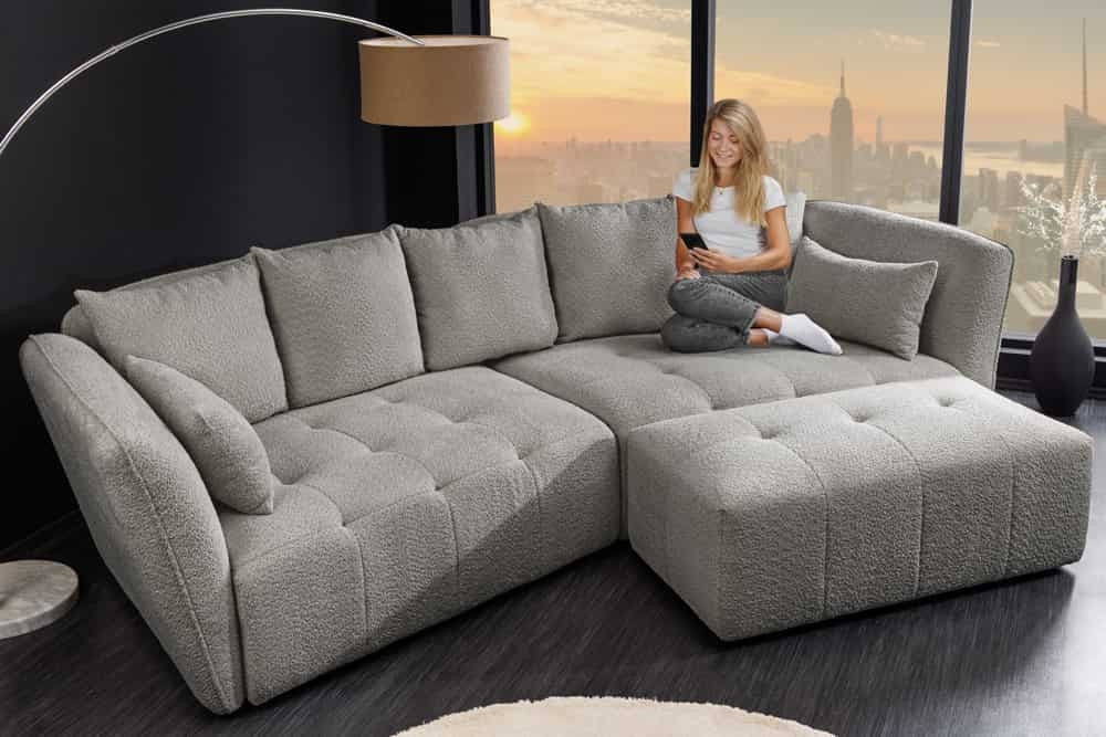 Moderne Grote Bank ROYAL 295cm grijs bouclé binnenvering XXL bank incl. kussens - 44542 afbeelding