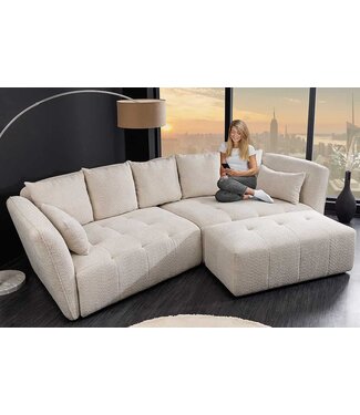 Invicta Interior Moderne grote bank ROYAL 295 cm champagne beige Bouclé lente kern XXL bank - 44336