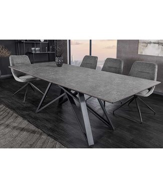 Invicta Interior Uitschuifbare eettafel ATLAS 160-200cm grafietgrijs keramiek zwart metaal - 46500