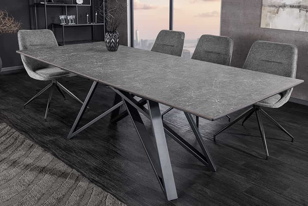 Uitschuifbare eettafel ATLAS 160-200cm grafietgrijs keramiek zwart metaal - 46500 afbeelding